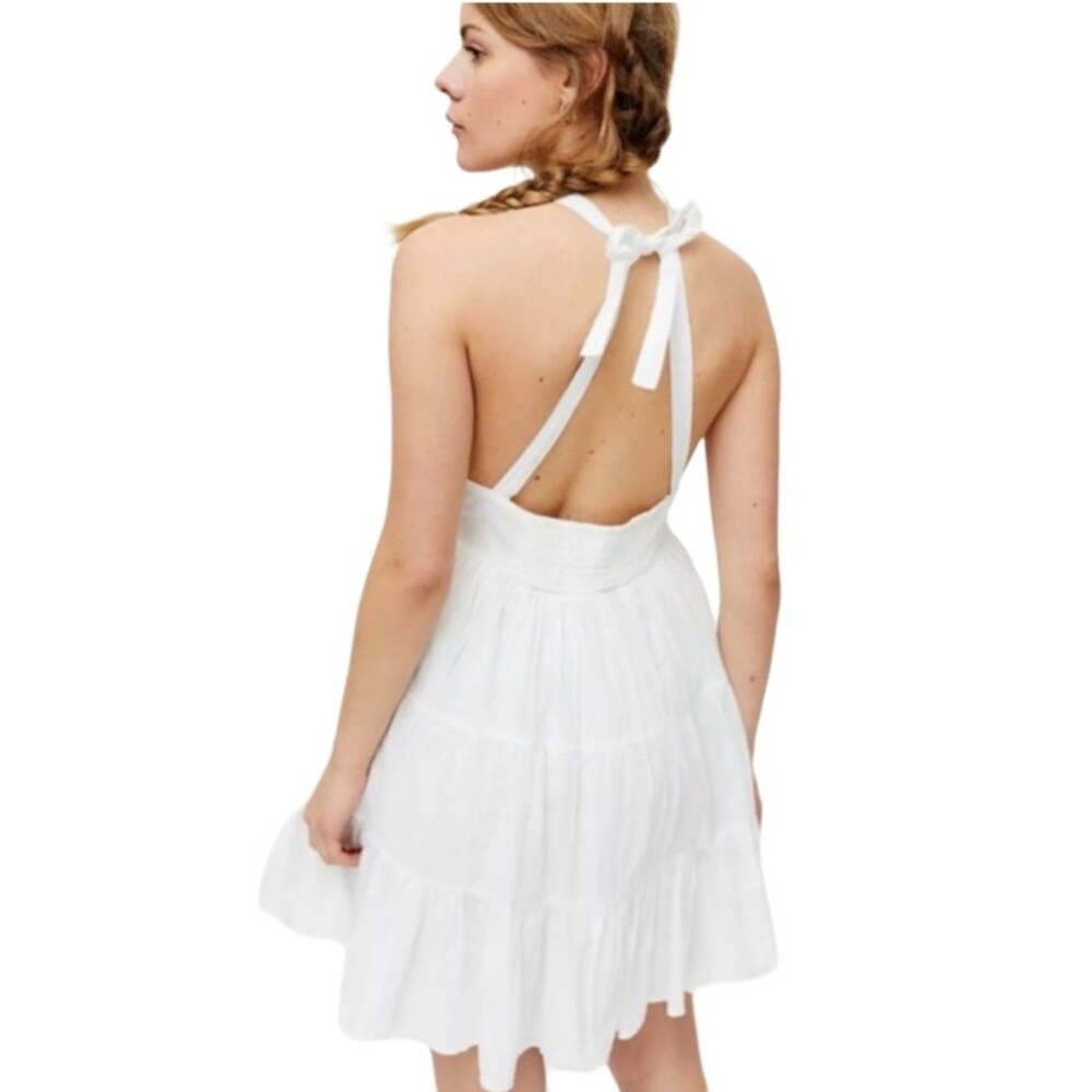 Urban Outfitters Womens White Head In The Clouds Halter Eyelet Mini Dress XS - Picture 3 of 12